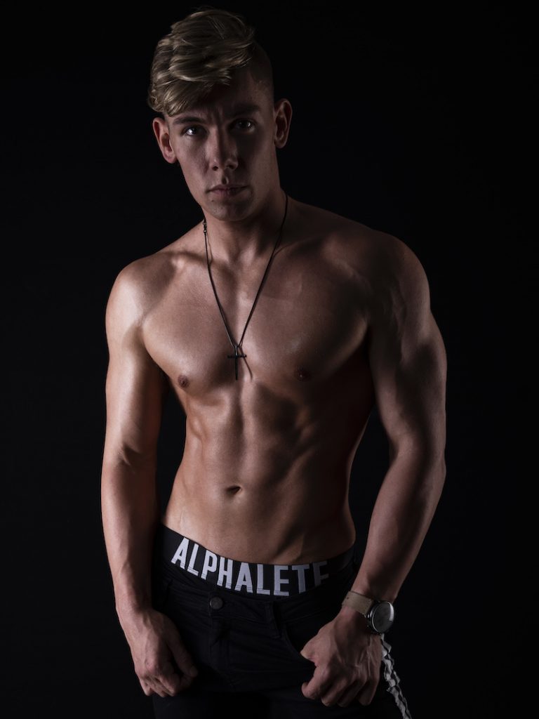 Chris Monasmith photographed by Bradley French - Alphalete and Tani  underwear
