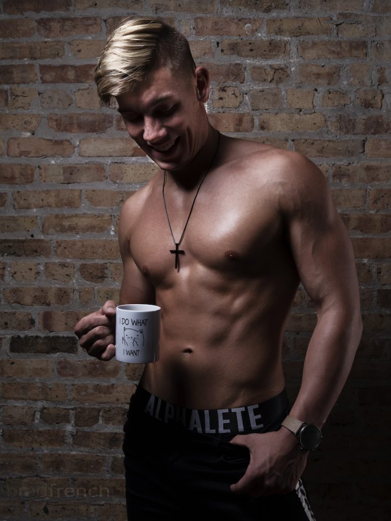 Chris Monasmith photographed by Bradley French - Alphalete and Tani  underwear