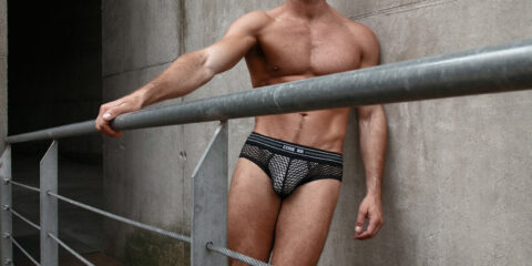 Model Julien by Joan Crisol for CODE 22 Openwork Briefs